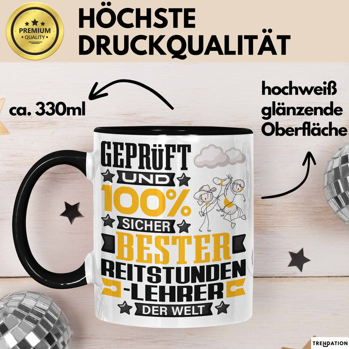 Reitstundenlehrer Geschenk Lustiger Spruch für Reitstundenlehrer Geschenkidee Bester Reitstundenlehrer Der Welt Schwarz Trendation