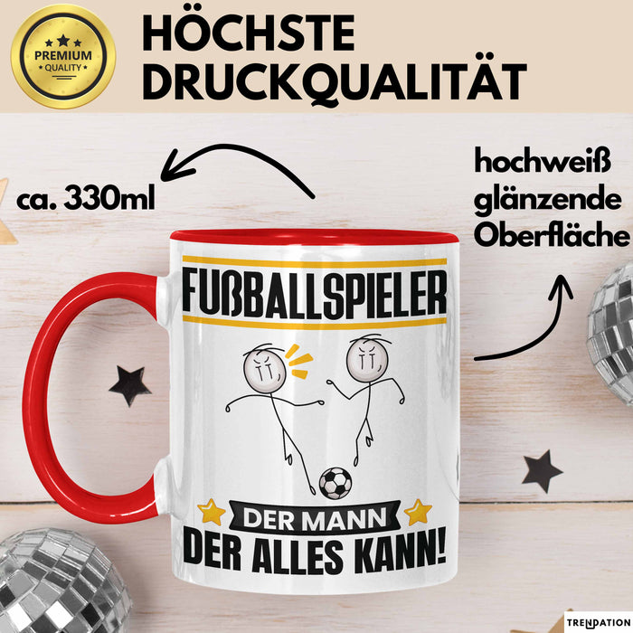 Fußballspieler Tasse Geschenk für Fußballspieler Der Mann Der Alles Kann Geschenkidee zum Geburtstag Rot Trendation