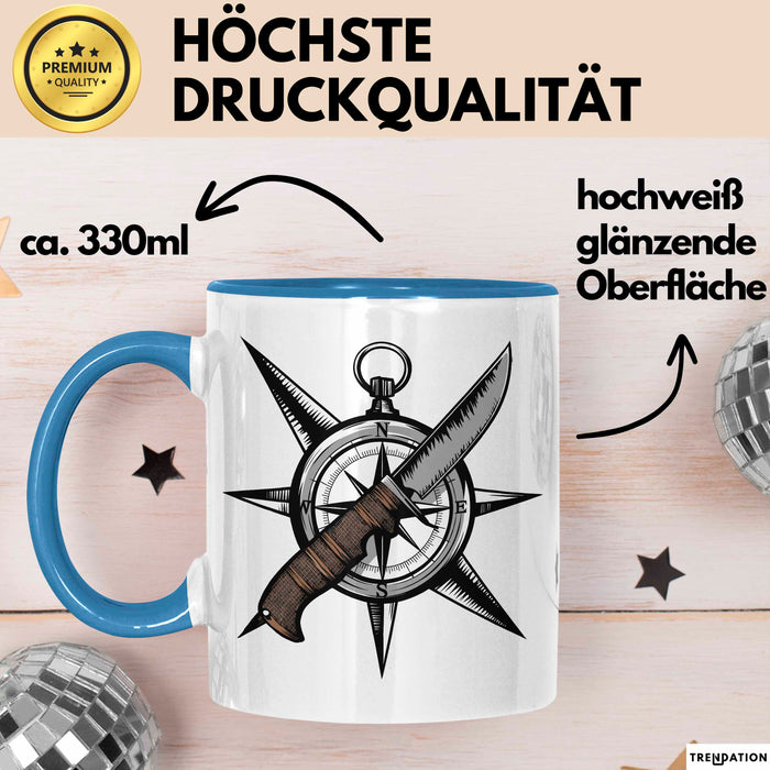 Survivalist Tasse Geschenkidee für Prepper und Outdoor Fans Blau Trendation