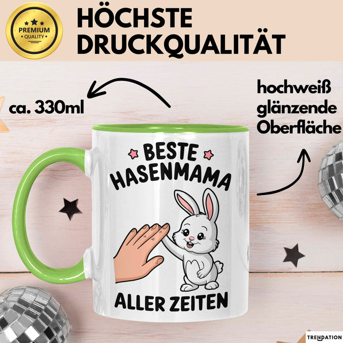 Kaninchen Hase Tierliebhaber Tasse Geschenk Lustige Geschenkidee Spruch Beste Hasenmama Aller Zeiten Grün Trendation