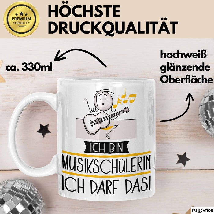 Geschenk für Musikschülerin Tasse Lustige Geschenkidee Geburtstag Ich Bin Musikschülerin Ich Darf Das Weiß Trendation