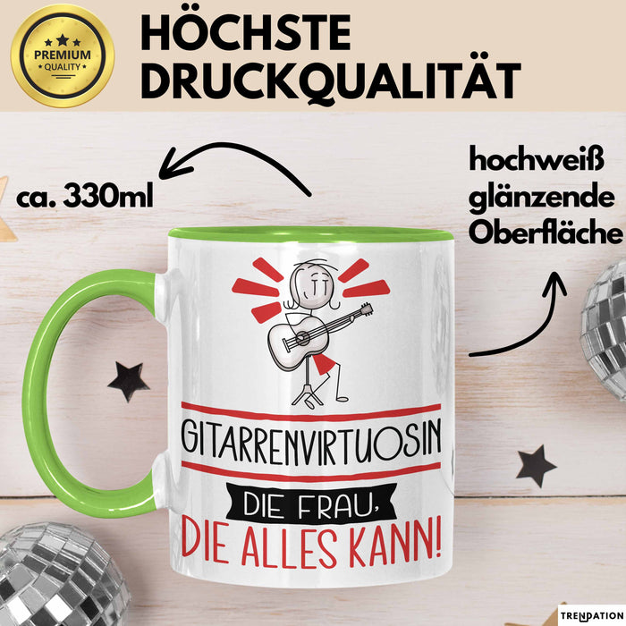 Gitarrenvirtuosin Geschenk Tasse Becher Die Frau Die Allen Kann Geschenkidee für eine Gitarrenvirtuosin Lustig Grün Trendation
