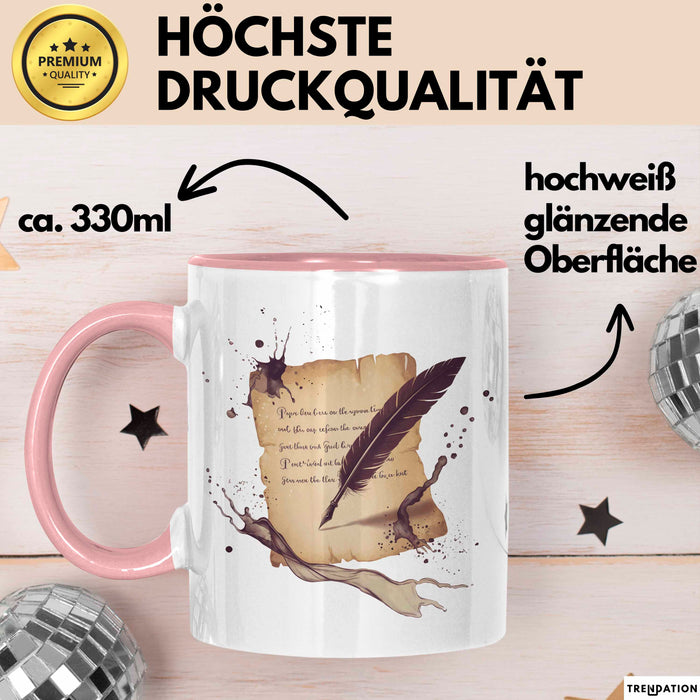 Dichter Tasse Geschenk Lustige Geschenkidee Spruch Für Wort Künstler Rosa Trendation