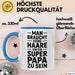 Papa Vatertag Tasse Becher Geschenk Lustige Geschenkidee Spruch Man Braucht Keine Haare Um Ein Super Papa Zu Sein Blau Trendation