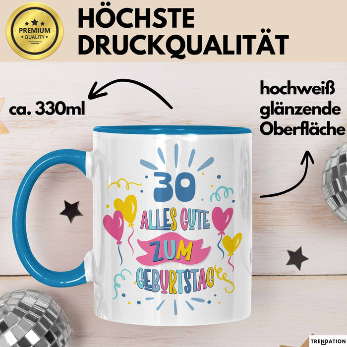 30. Geburtstag Tasse Geschenk Männer Frauen Lustig Alles Gute Zum Geburtstag 30er Geburtstags Grüße Geschenkidee Blau Trendation