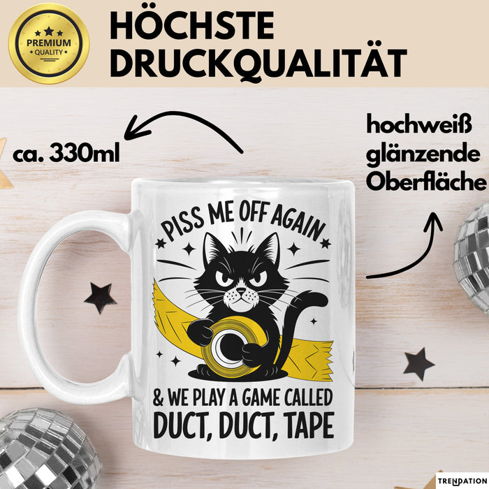 Katzen Tasse Geschenk Duct Duct Tape Geschenkidee Lustig Katze Sarkasmus Weiß Trendation