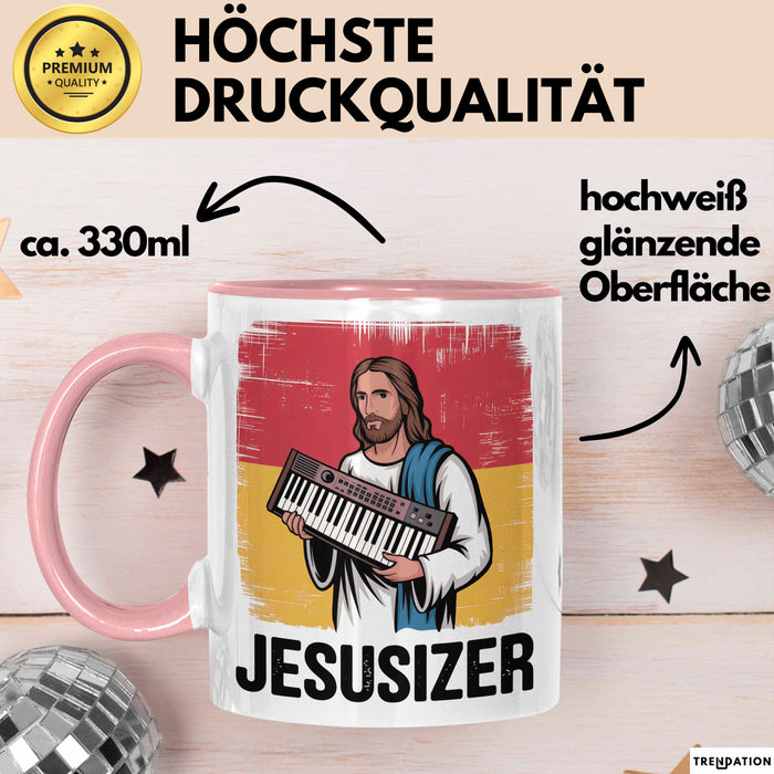 Jesus Keyboardspieler Tasse Geschenk Jesusizer Christlicher Geschenkidee Lustig Rosa Trendation