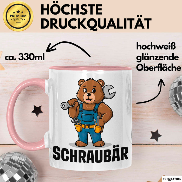Auto Kfz Mechaniker Tasse Geschenk Lustige Geschenkidee Spruch Schraubar Rosa Trendation