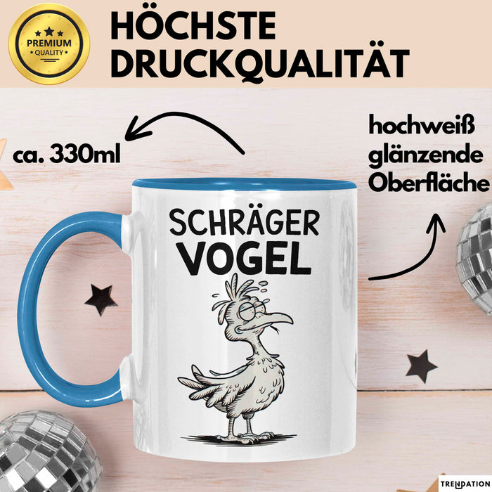 Sarkastischer Vogel Tasse Geschenk Lustige Geschenkidee Spruch Schräger Vogel Blau Trendation