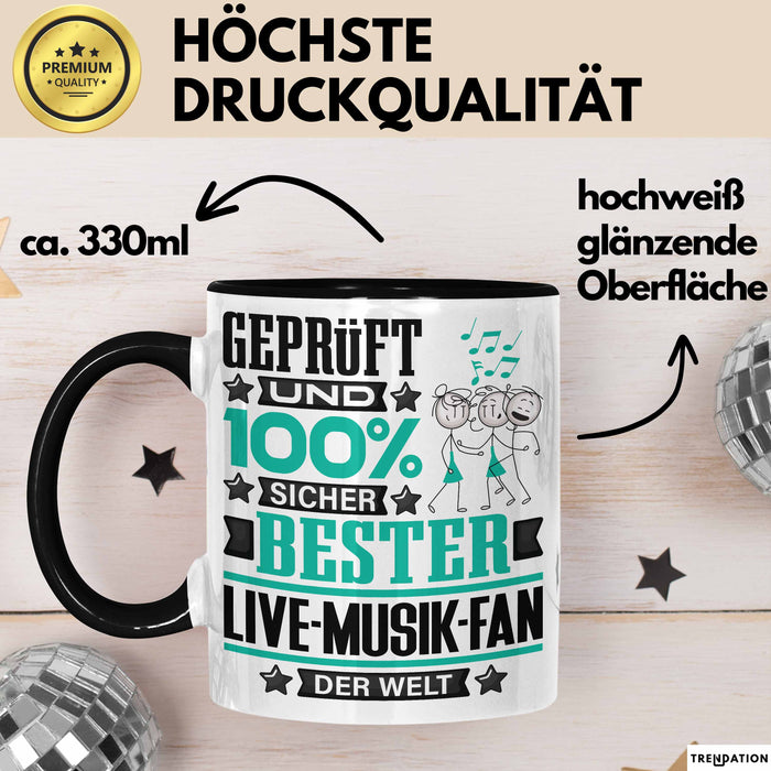 Live-Musik-Fan Geschenk Lustiger Spruch für Live-Musik-Fan Geschenkidee Bester Live-Musik-Fan Der Welt Schwarz Trendation