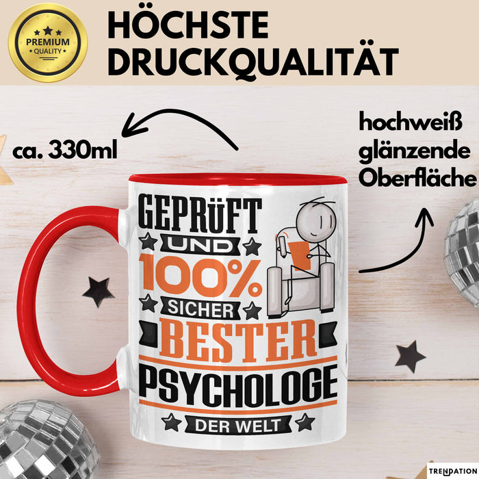 Psychologe Geschenk Lustiger Spruch für Psychologe Geschenkidee Bester Psychologe Der Welt Rot Trendation