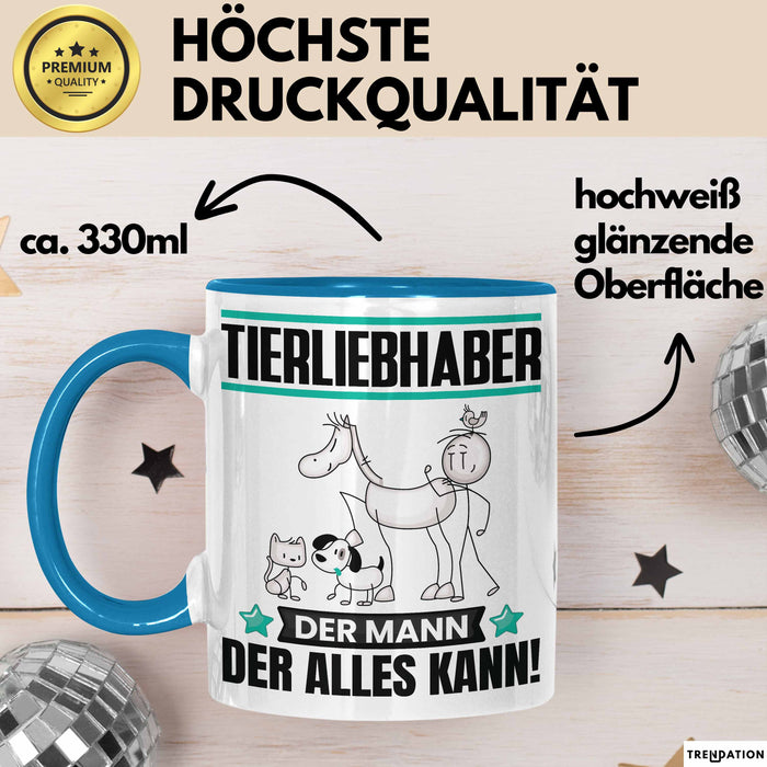 Tierliebhaber Tasse Geschenk für Tierliebhaber Der Mann Der Alles Kann Geschenkidee zum Geburtstag Blau Trendation