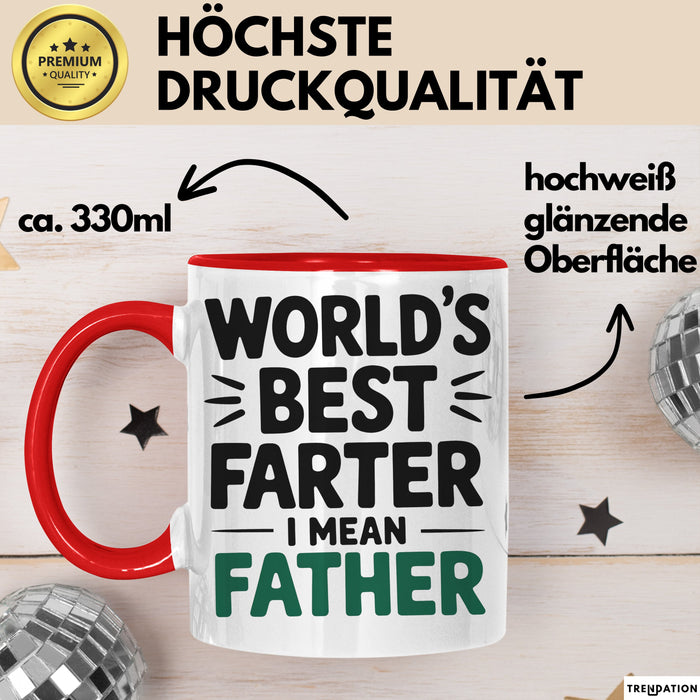 Vatertag Tasse Geschenk Worlds Best Farter I Mean Father Geschenkidee Papa Rot Trendation