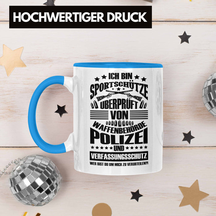 Lustige Schießen-Tasse für Sportschützen Geschenk Ich Bin Sportschütze Blau Trendation