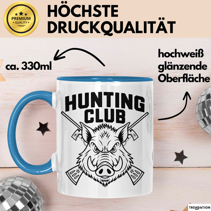 Wildschwein Jäger Tasse Geschenk Lustige Geschenkidee Spruch Blau Trendation