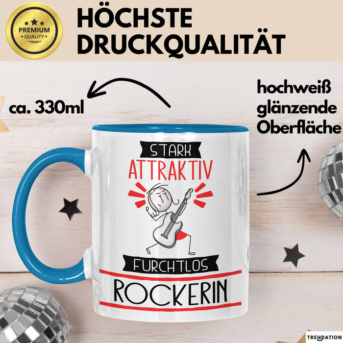 Rockerin Tasse Geschenk Becher Stark Attraktiv Furchtlos Rockerin Lustige Geschenkidee Blau Trendation