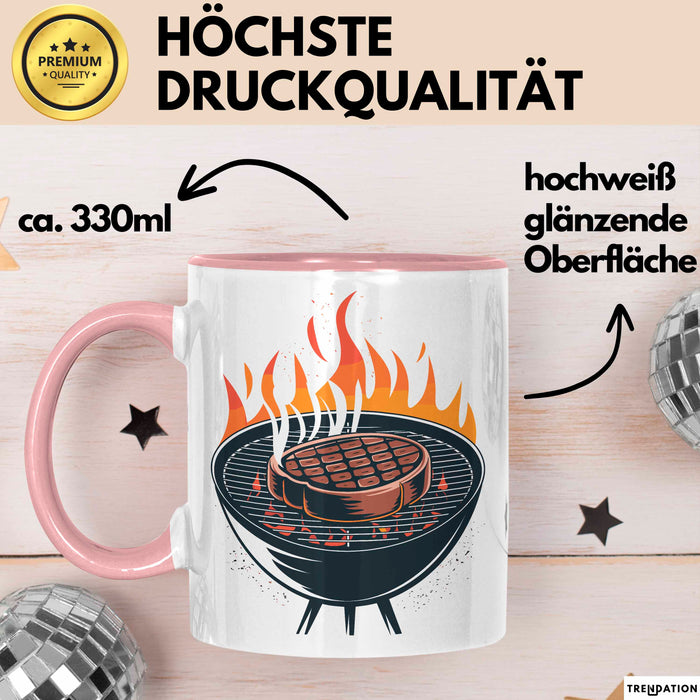 BBQ Fan Tasse Geschenkidee für Grill Enthusiasten Rosa Trendation