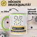Cousin Geschenk Tasse Ich Bin Cousin Aber Sag Doch Einfach Superheld Lustige Geschenkdiee für Cousin Kaffee-Becher Grün Trendation