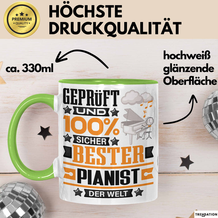 Pianist Geschenk Lustiger Spruch für Pianist Geschenkidee Bester Pianist Der Welt Grün Trendation