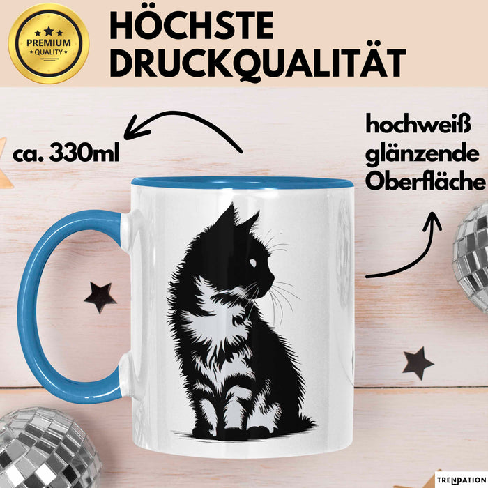 Katzen Tierliebhaber Tasse Geschenk Lustige Geschenkidee Spruch Blau Trendation