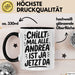 Andrea Tasse Geschenk Chillt Mal Alle Andrea Ist Ja Jetzt Da Geschenkidee Becher mit Name Schwarz Trendation