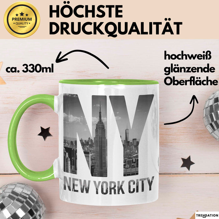 New York City USA Tasse Geschenk Lustige Geschenkidee Spruch Grün Trendation