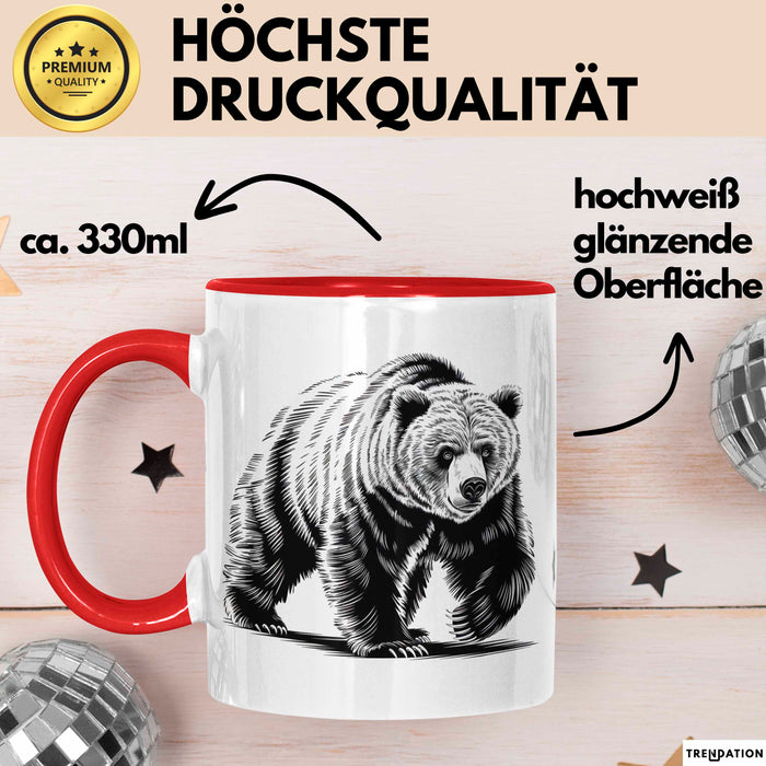 Grizzlybär Tasse Geschenk Lustige Geschenkidee Spruch Rot Trendation