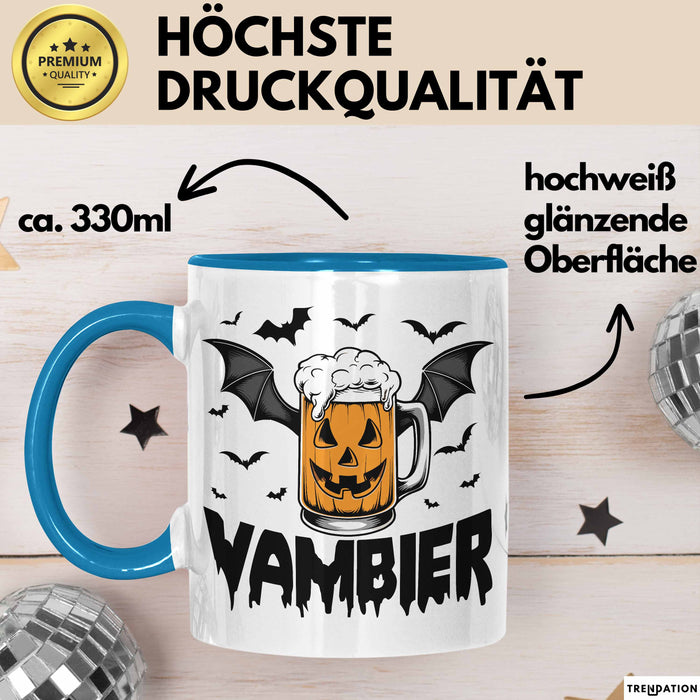 Halloween Tasse Geschenk Vambier Humor Tassen Kaffee-Becher Blau Trendation