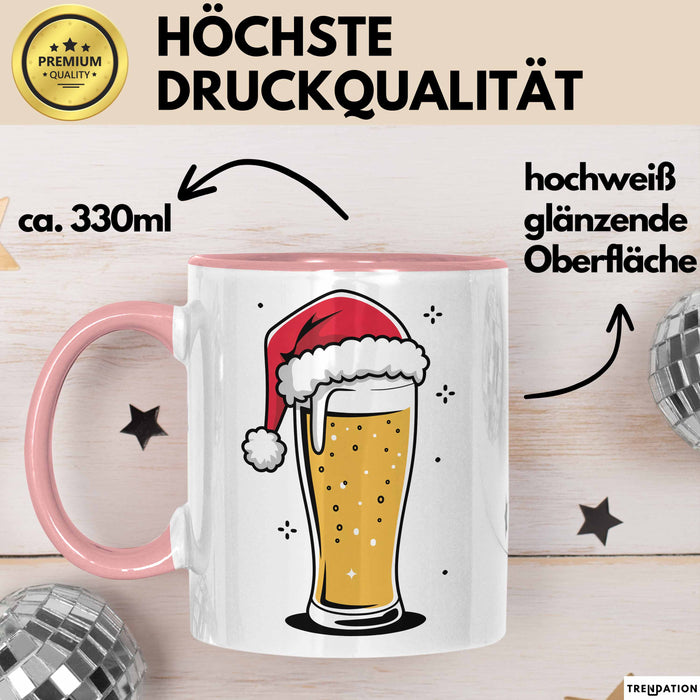 Bier Weihnachtsfeier Tasse Geschenk Lustige Geschenkidee Spruch Rosa Trendation