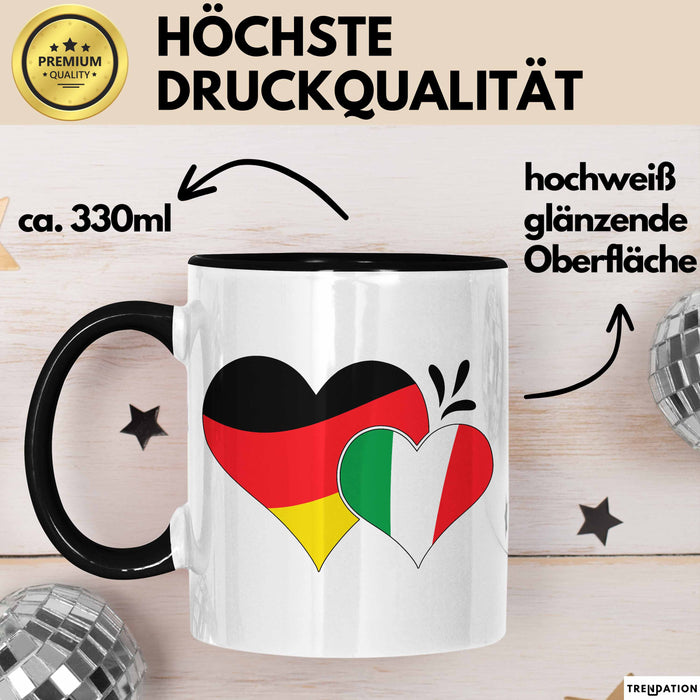 Deutschland Italien Tasse Geschenk Halb Italiener Deutsche Geschenkidee Fußball 2025 Schwarz Trendation