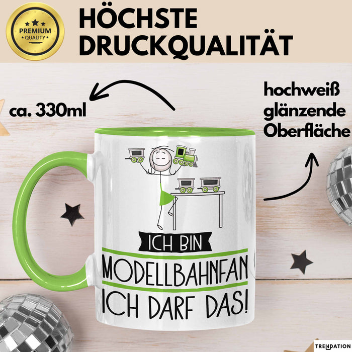 Geschenk für Modellbahnfan Tasse Lustige Geschenkidee Geburtstag Ich Bin Modellbahnfan Ich Darf Das Grün Trendation