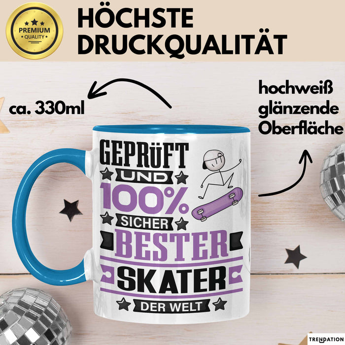 Skater Geschenk Lustiger Spruch für Skater Geschenkidee Bester Skater Der Welt Blau Trendation