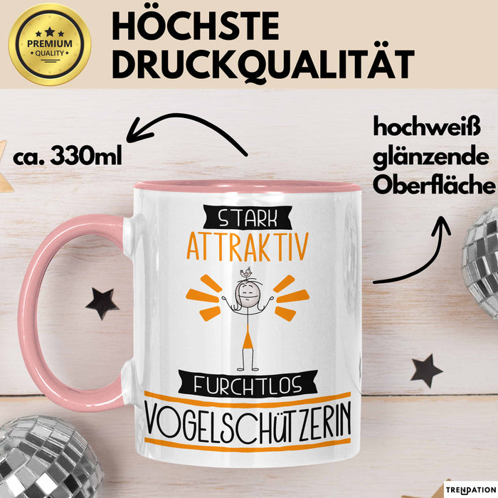 Vogelschützerin Tasse Geschenk Becher Stark Attraktiv Furchtlos Vogelschützerin Lustige Geschenkidee Rosa Trendation