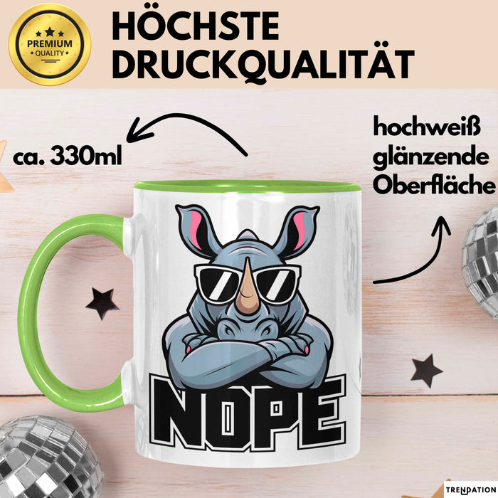 Nashorn Tasse Geschenk Lustige Geschenkidee Spruch Nö Grün Trendation