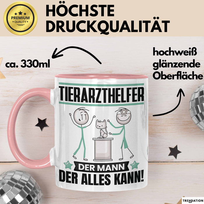 Tierarzthelfer Tasse Geschenk für Tierarzthelfer Der Mann Der Alles Kann Geschenkidee zum Geburtstag Rosa Trendation