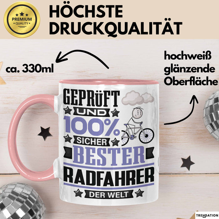 Radfahrer Geschenk Lustiger Spruch für Radfahrer Geschenkidee Bester Radfahrer Der Welt Rosa Trendation