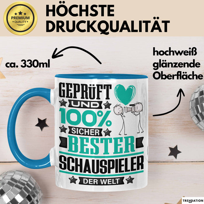 Schauspieler Geschenk Lustiger Spruch für Schauspieler Geschenkidee Bester Schauspieler Der Welt Blau Trendation