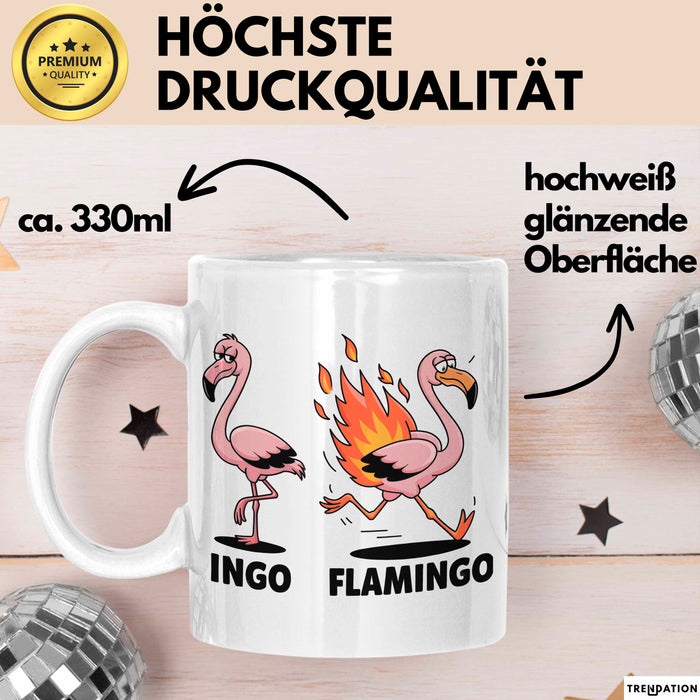 Flamingo In Flammen Tasse Geschenk Lustige Geschenkidee Spruch Weiß Trendation