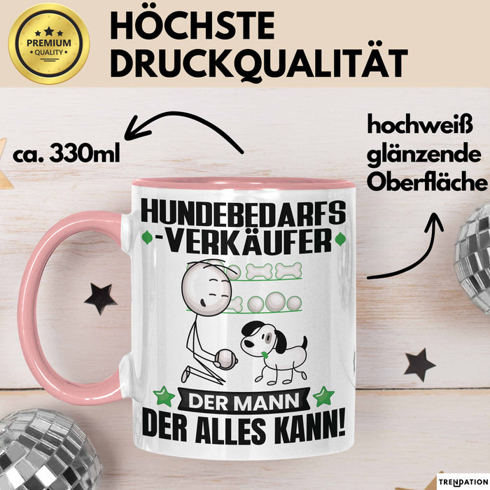 Hundebedarfsverkäufer Tasse Geschenk für Hundebedarfsverkäufer Der Mann Der Alles Kann Geschenkidee zum Geburtstag Rosa Trendation