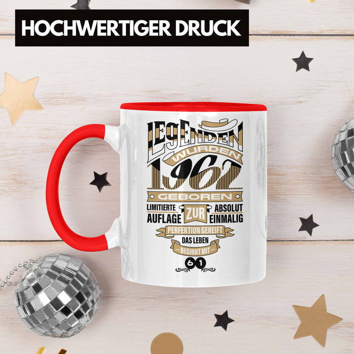 TRENDATION 60. Geburtstag Tasse Frau Mann Geschenk 60er Geschenkidee 60 Mutter Vater Rot Trendation