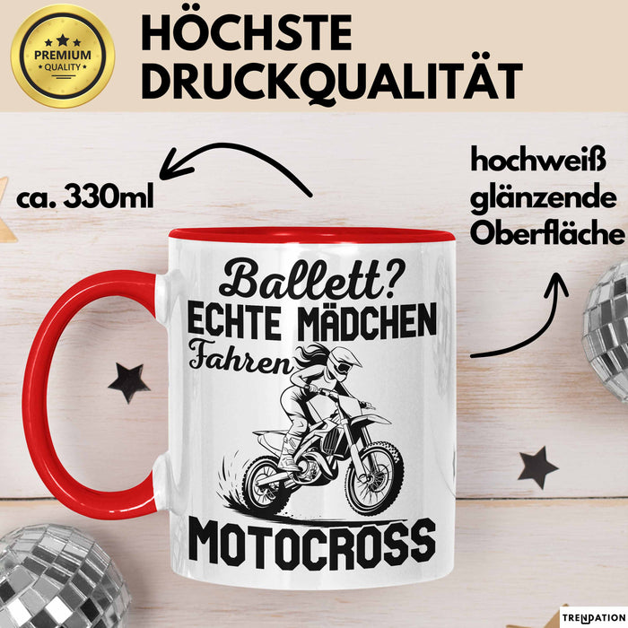 Motocross Tasse Geschenk Mädchen Frauen Balett Echte Mädchen Fahren Motocross Becher Rot Trendation