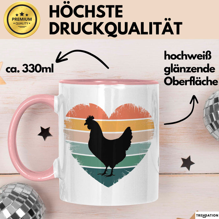 Huhn Tier Bauer Tasse Becher Geschenk Lustige Geschenkidee Spruch Hühnerherz Rosa Trendation