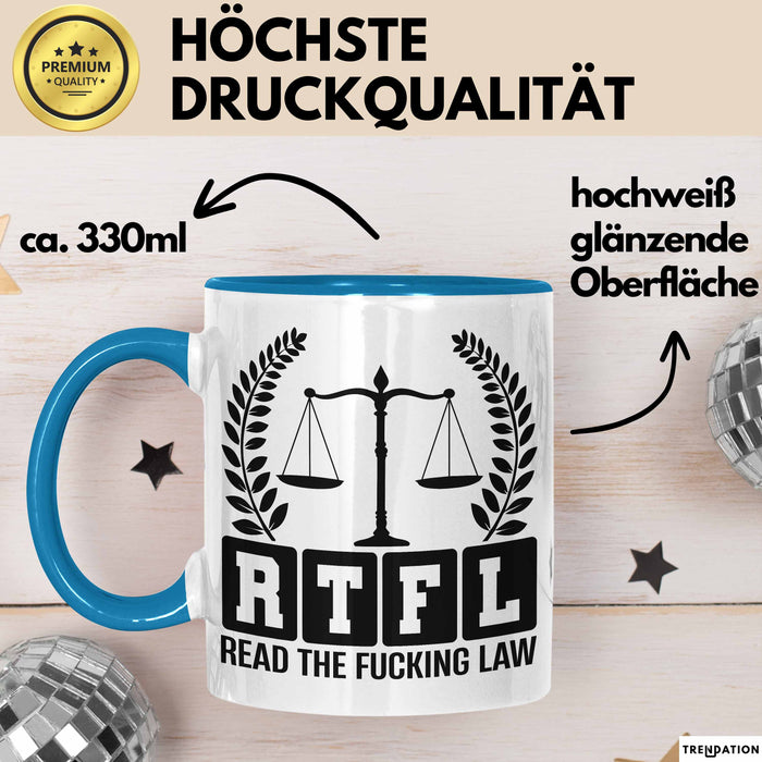 Richter Tasse Geschenk Rtfl Read The Fuc*** Law Jurist Geschenkidee Becher Blau Trendation