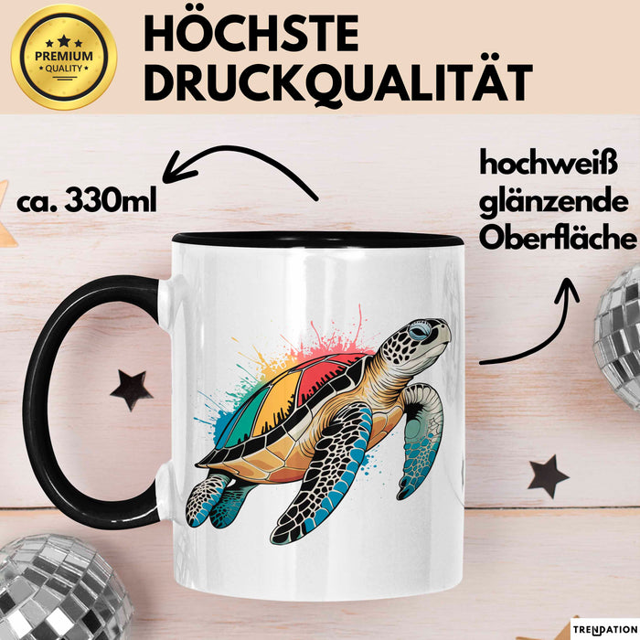 Schildkröte Tierliebhaber Tasse Geschenk Lustige Geschenkidee Spruch Schwarz Trendation