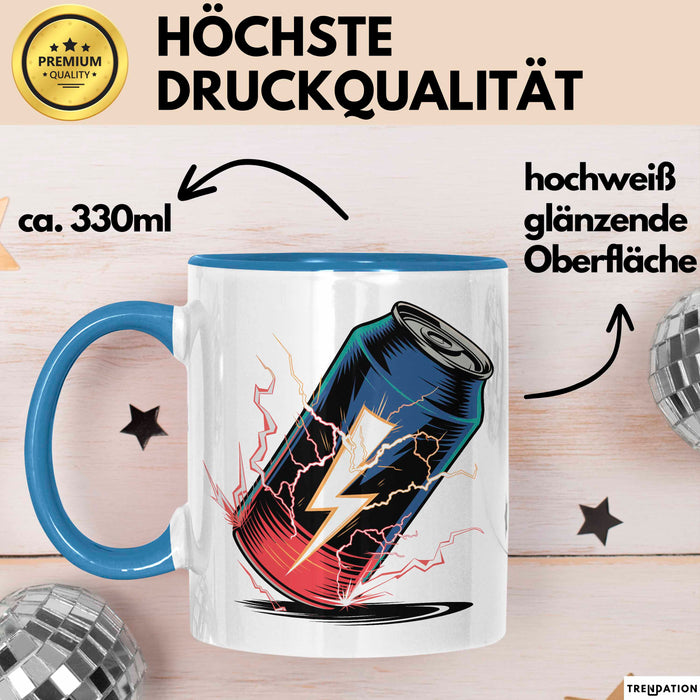 Energydrink Süchtiger Tasse Geschenkidee Koffein Liebhaber Blau Trendation