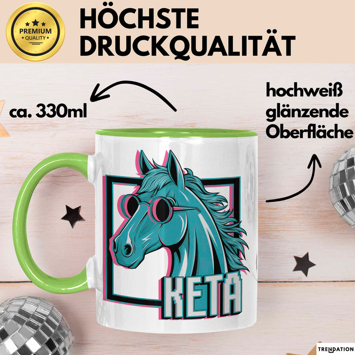 Pferde Tierliebhaber Tasse Geschenk Lustige Geschenkidee Spruch Keta Ketamin Pferd Grün Trendation