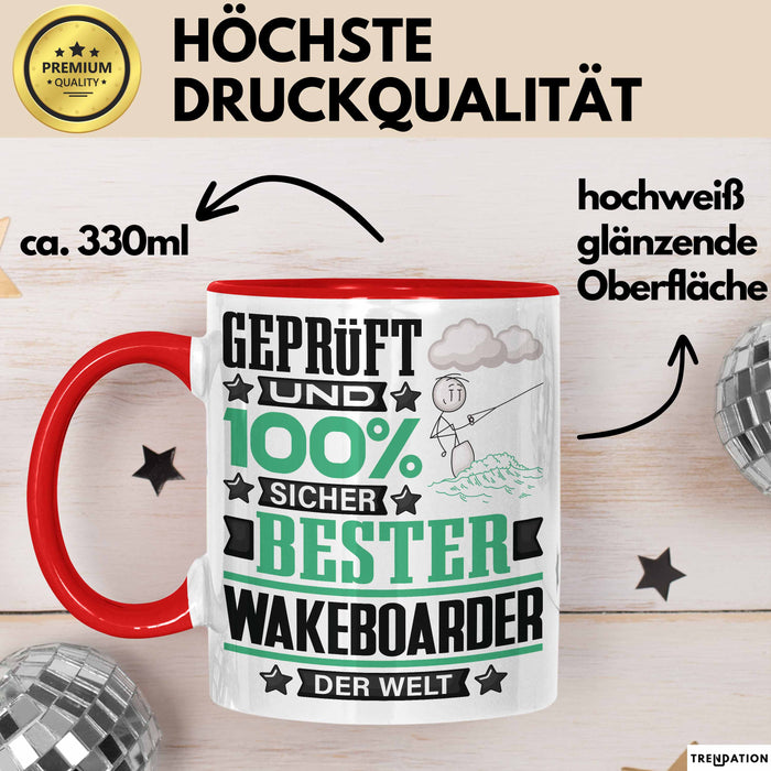 Wakeboarder Geschenk Lustiger Spruch für Wakeboarder Geschenkidee Bester Wakeboarder Der Welt Rot Trendation