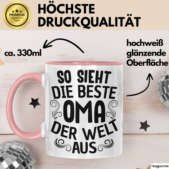 Oma Tasse Geschenk So Sieht Die Beste Oma Der Welt Aus Muttertag Rosa Trendation