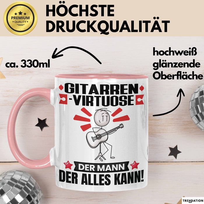Gitarrenvirtuose Tasse Geschenk für Gitarrenvirtuose Der Mann Der Alles Kann Geschenkidee zum Geburtstag Rosa Trendation