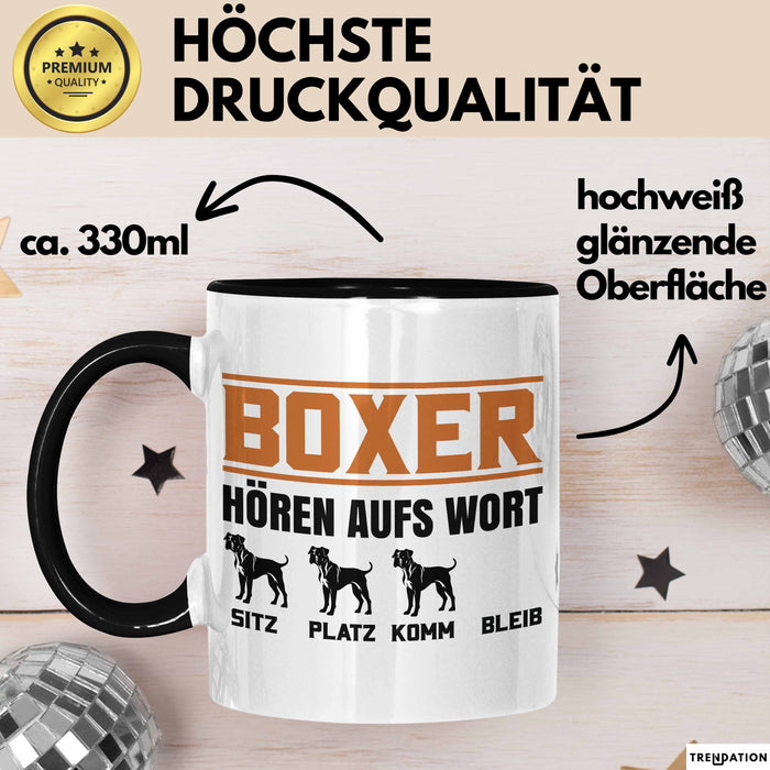 Boxer Hören Aufs Wort Tasse Geschenk Boxer Besitzer Mama Becher Trendation